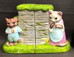Vintage 1980 Beatrix Potter TOM KITTEN & MRS. KITTEN bookends by Schmid w/box - Picture 1 of 9