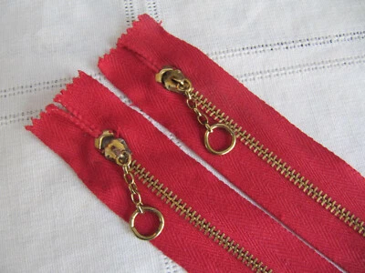 (2) Talon Falcon 5.5" ROJO Latón Metal Anillo Cadena Tirador De Colección Bolsillo Cremallera Lote Nuevo de Lote Antiguo Foto 1 de 4