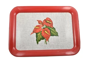 c.1950s Metal Serving Tray-Red Anthurium Flowers-Flamingo Flower-Plants - Picture 1 of 12