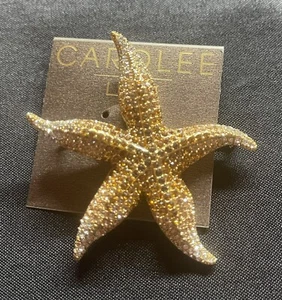 CAROLEE Lux STARFISH PIN BROOCH GOLD TONE Bling NWT - Picture 1 of 2