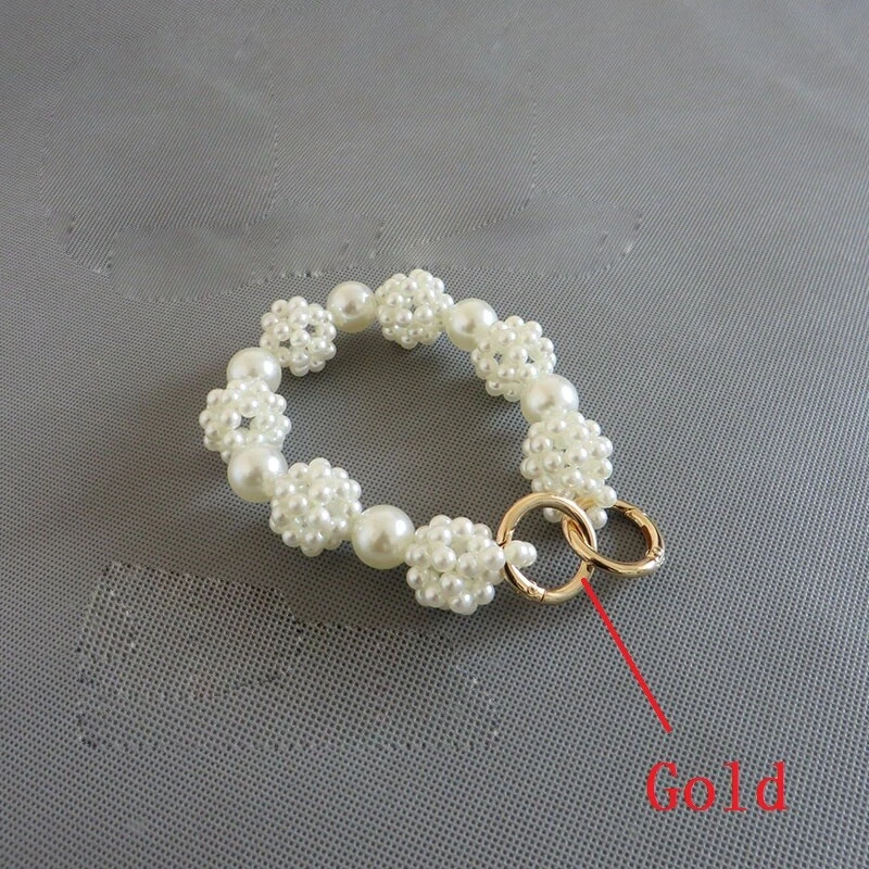 Bolso de mano con correa de perlas sintéticas Bolso de hombro Cartera Mango Repuesto con cuentas Regalos Foto 1 de 4