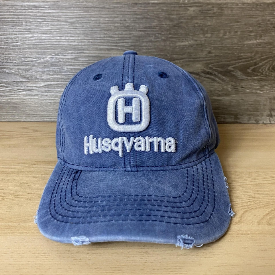 Gorra Husqvarna con correa trasera azul bordada envejecida descolorida para hombre Foto 1 de 4