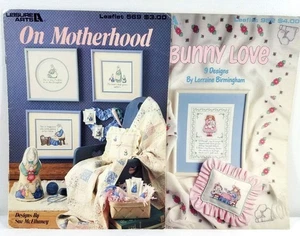 Cross Stitch Pattern Leaflets Motherhood & Bunny Love Embroidery Designs Vintage - Picture 1 of 22