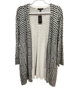 NWT Lane Bryant Open Front Cardigan Black/White Print Women’s Size 22/24 NEW - Picture 1 of 11