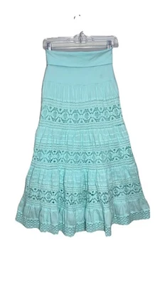 可爱选项裙小号 Maxi 印度棉分层钩针仙女垃圾嬉皮士 — 第 1/4 张图片