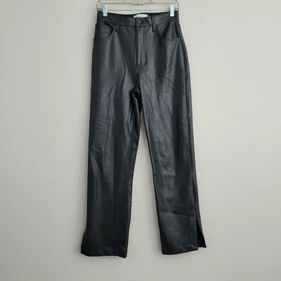Pantalones ABERCROMBIE FITCH Talla 6/28 Cuero Vegano Años 90 Recto Tiro Alto Dobladillo Dividido Foto 1 de 4