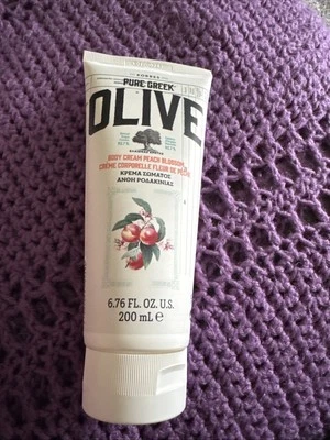 KORRES Pure Greek Olive Body Cream Peach Blossom, 6.76 Fl Oz - New and Sealed - Image 1 of 2