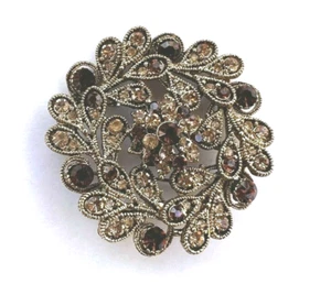 Spilla pezzo dichiarazione costume bigiotteria oro rosso strass trasparenti festa  - Foto 1 di 4