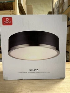 Globe Electric Selina 14” 2-Light Matte Black Flush Mount Ceiling Light - Picture 1 of 2