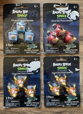 4 Packs - Angry Birds Collectible Puzzle Erasers Space Puzzle Partial Set Bird - Image 1 of 4