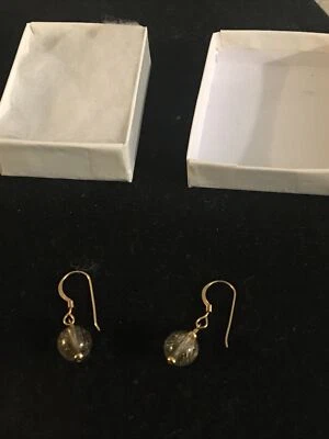 Vintage 14K Gold Plated Crystal Stone Dangling Earrings - Image 1 of 4