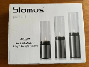 Windlichter, 3er Set, Blomus Amilio, Edelstahl / Klarglas, 17/19/21 x d=5 cm - Bild 1 von 4