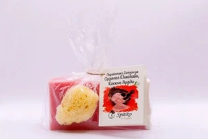 NATURSEIFE TRADITIONELL HANDGEMACHTE MIT ROTER TONERDE & OLIVENÖL MIT SCHWAMM - Picture 1 of 1