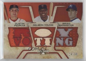 2008 Triple Threads Relic Combos /36 Dustin Pedroia Delmon Young Brian Bannister