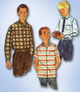 1960s Vintage Simplicity Sewing Pattern 2212 Uncut Little Boys Shirt Size 10 28C - Picture 1 of 3