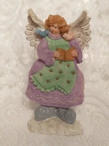 Resin singender Engel in einer Schürze und blauer Vogel bunt Frühling tblhw1 - Bild 1 von 5