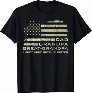 Dad Grandpa great grandpa American flag Fathers day 4 July T-Shirt - Picture 1 of 6