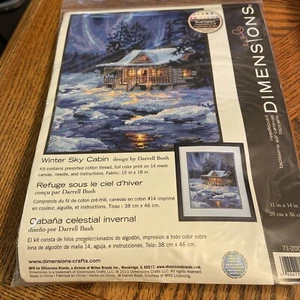 DIMENSIONS 2010 Winter Sky Cabin Cross Stitch Kit 11"x14" Darrel Bush NEW - Picture 1 of 2