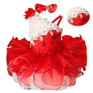 Jenniferwu Pageant Dress Handmade Beaded Dresses Red Toddler Princess Dress - Picture 1 of 7