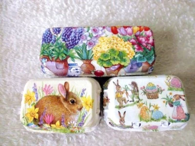 Easter/spring colorful egg boxes set of 3 storage handmade decoupage vintage - Image 1 of 4