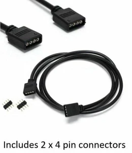 1-5M Black White LED RGB Light Strip Extension Cable Lead Connector Cord 4 Pin - Picture 1 of 10