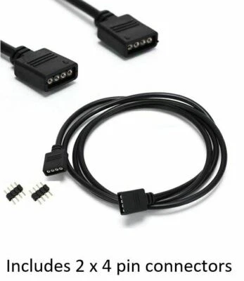 1-5M Black White LED RGB Light Strip Extension Cable Lead Connector Cord 4 Pin - Image 1 of 4