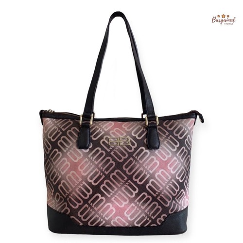 Borsa media originale BB Balenciaga Paris rosa marrone monogramma rivestita in pelle tela