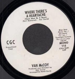 Van McCoy Where There's A Heartache 7" vinyl USA Cgc 1970 Mono/stereo promo 115 - Image 1 of 1