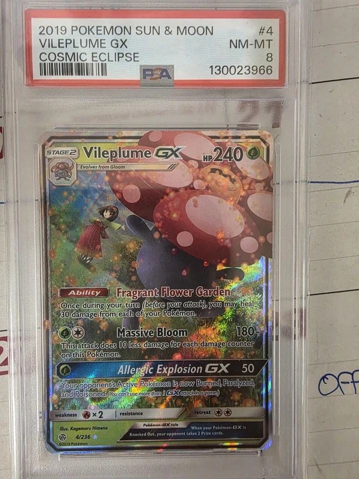 Pokémon TCG Vileplume GX Cosmic Eclipse #250/236 Psa 8 - Image 1 of 1