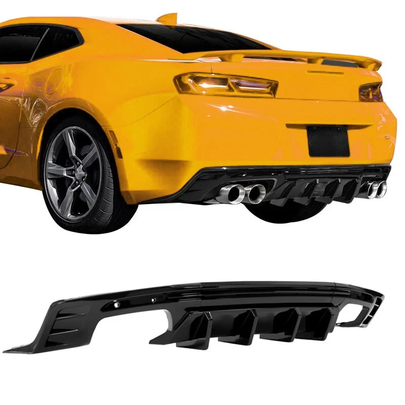 For 2016-24 Chevy Chevrolet Camaro Rear Bumper Diffuser Lip Spoiler Glossy Black Foto 1 de 4