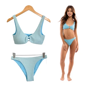 Kaveah Bikini Swim Wear Girls XL Low Wrap Swimsuit Cool Blue Textured Teen - Picture 1 of 14