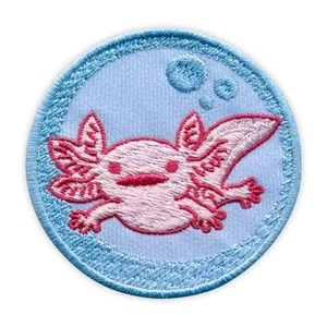 Cute Pink Axolotl in water bubble Patch/Badge Embroidered - Picture 1 of 1