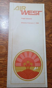 1969 February 1 Air West Flight Schedule Timetable JRR2 - Picture 1 of 3