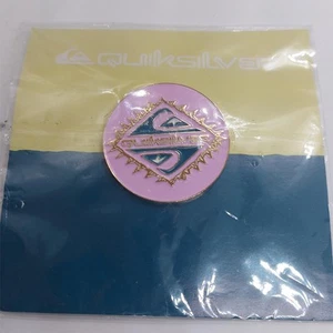 Quiksilver Pink Blue Gold Surf Skate Collectible Logo Retro Sunburst Lapel Pin - Picture 1 of 2