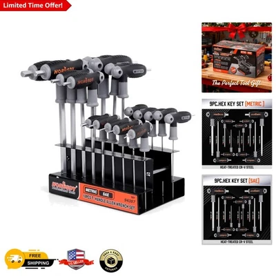 Juego de llaves profesionales de mango en T de cromo vanadio de 18 piezas para mantenimiento automático Foto 1 de 4