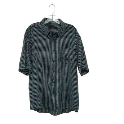Bugatchi Uomo XL Blue Plaid Button Down Shirt Short Sleeve Casual Menswear - Image 1 of 4