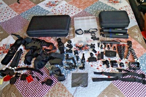 GO PRO & COMPATIBLE PORTABLE CAMERA ACCESSORIES 95 PC LOT + CASES - Picture 1 of 10