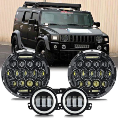 Kit combinado de faros LED halo DRL y 4" para Hummer H2 H3T 05-10 7" pulgadas Foto 1 de 4