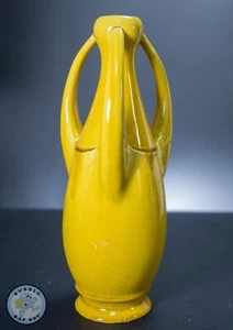 Meiji Art Nouveau Rare Awaji Vase Monochrome Yellow Japan Antique - Picture 1 of 13