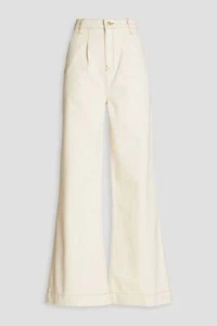 $305 Triarchy Mujer Tiro Alto Pierna Ancha Jeans Marfil Denim Pantalones Talla 26 - Imagen 1 de 8