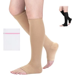 Open Toe Compression Socks Men & Women Flight Travel Running Stockings 20-30MmHg - Picture 1 of 13