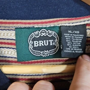 Vintage BRUT Men’s Clothes SZ XL Retro Striped Henley T Shirt Rare Hard to Find - Picture 1 of 6