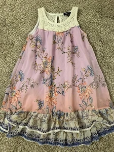 Zunie lavender peach ombre summer dress EUC Size 5 lace hi-low hem - Picture 1 of 7