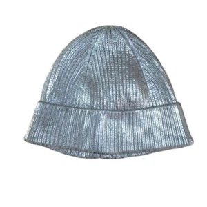 Gymboree Girls Beanie Hat M/L NWT Metallic Silver Soft Lined Winter - Picture 1 of 3