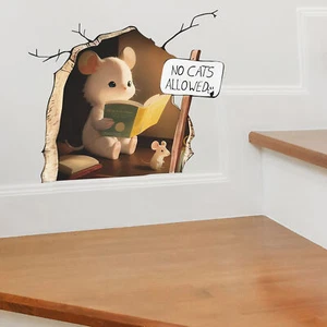 Mouse Hole Decal Wall Art 3d Sticker Self-adhesive Fun with Strong Stickiness - Picture 1 of 9