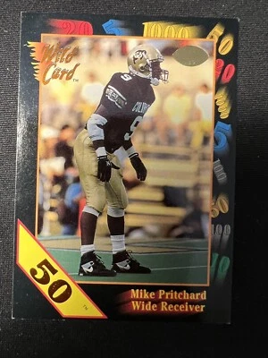 1993 Wild Card 50 Stripe Mike Pritchard #105 - Image 1 of 2