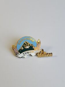 Yukon Canada Travel Souvenir Lapel Pin Lot Of 2 Carmacks & Gold Letters