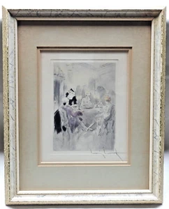 Vtg Rare Original Color Etching c.1950s Book Illustration LOUIS ICART Framed 45m - Picture 1 of 2