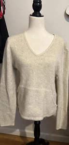 Banana Republic Sweater Womens M Medium Ivory Wool Blend V Neck Long Sleeve - Picture 1 of 2