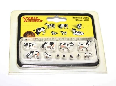 N Scale Holstein Cows Figures - Woodland Scenics Scenic Accents #A2187 NEW - Image 1 of 2